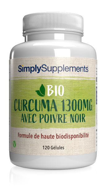 Biologique - Curcuma 1300 mg et poivre noir 20 mg