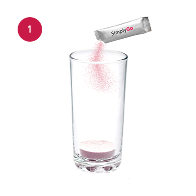 Versez un sachet dans un verre.