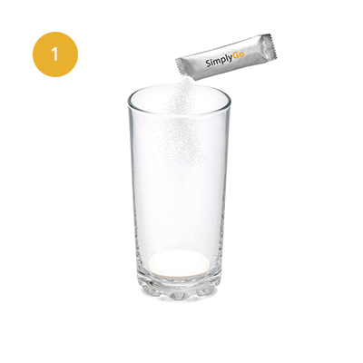 Versez un sachet dans un verre.